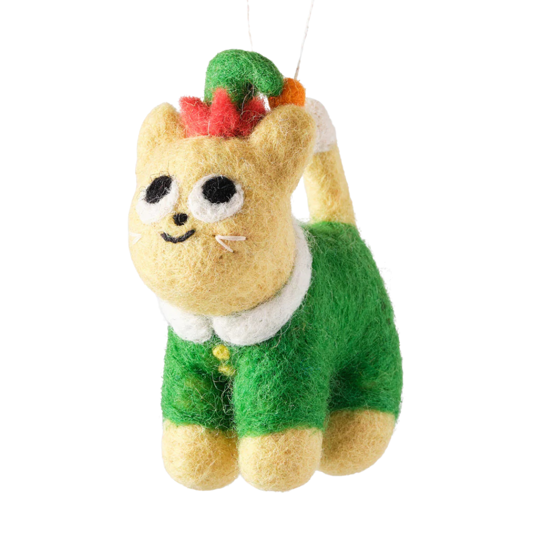 Elf Cat Hanging Felt Decoration