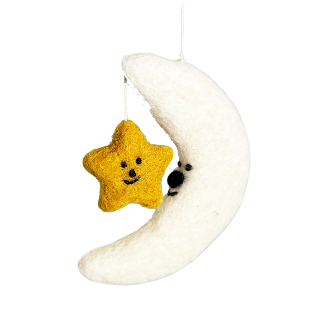 Moon & Star Hanging Felt Decoration