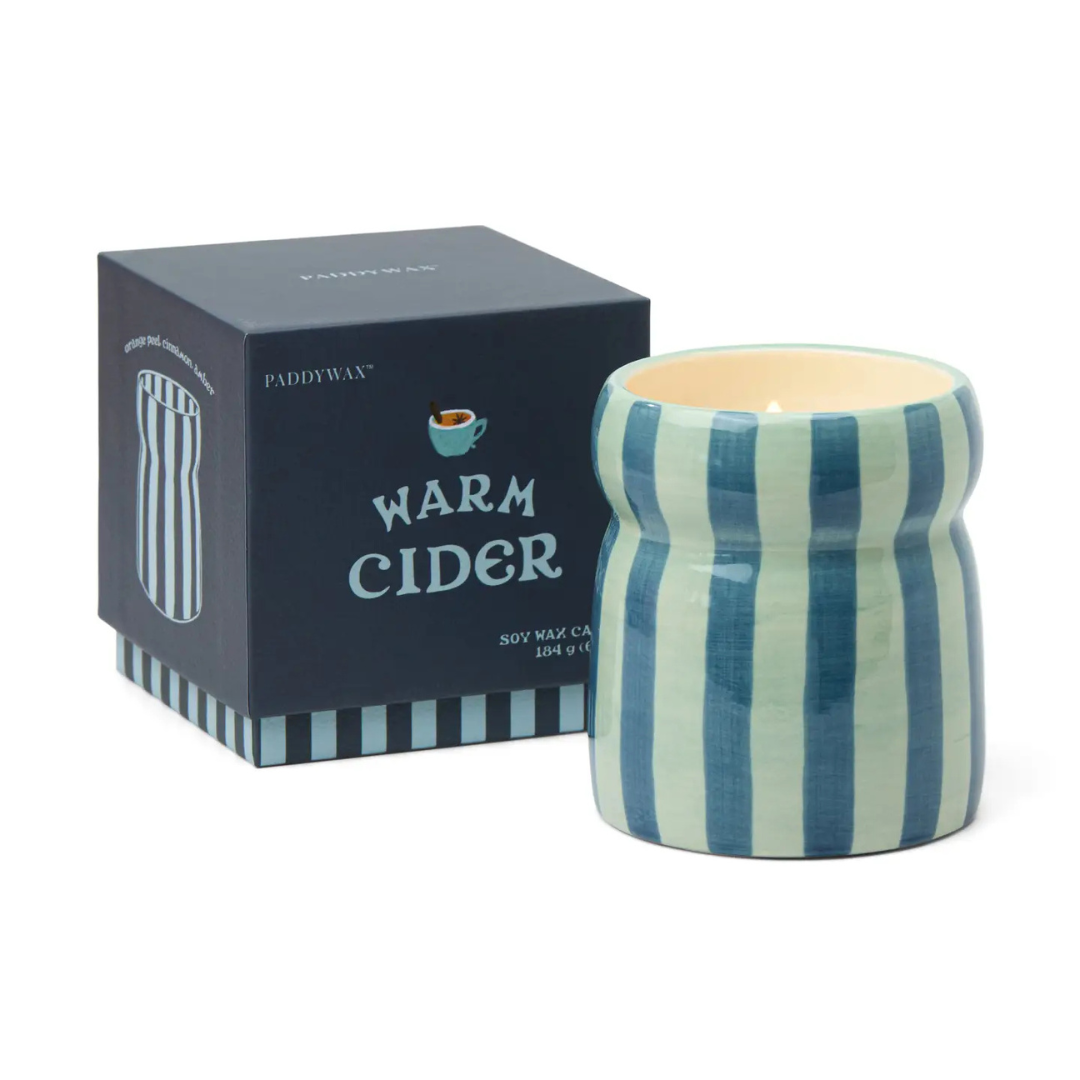 Warm Cider Striped Ceramic Candle